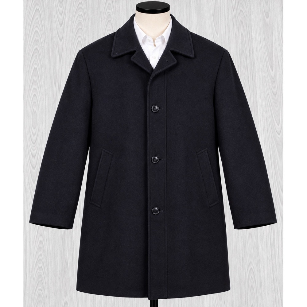 Lauren Ralph Lauren Cambridge Wool Cashmere Overcoat Men 48 Black Italian Fabric